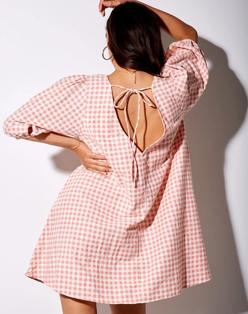 Elna Babydoll Dress in Pink Check