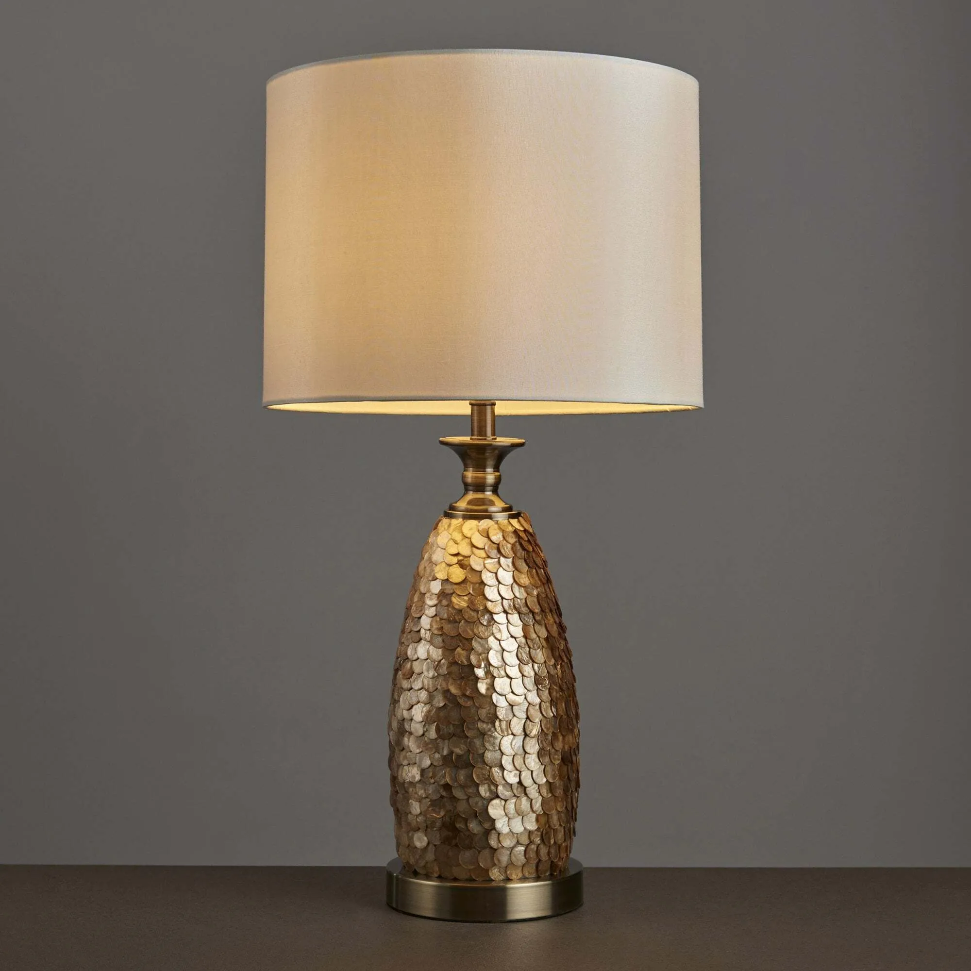 Endon 95461 Dahlia 1 Light Table Lamp Brass Ivory