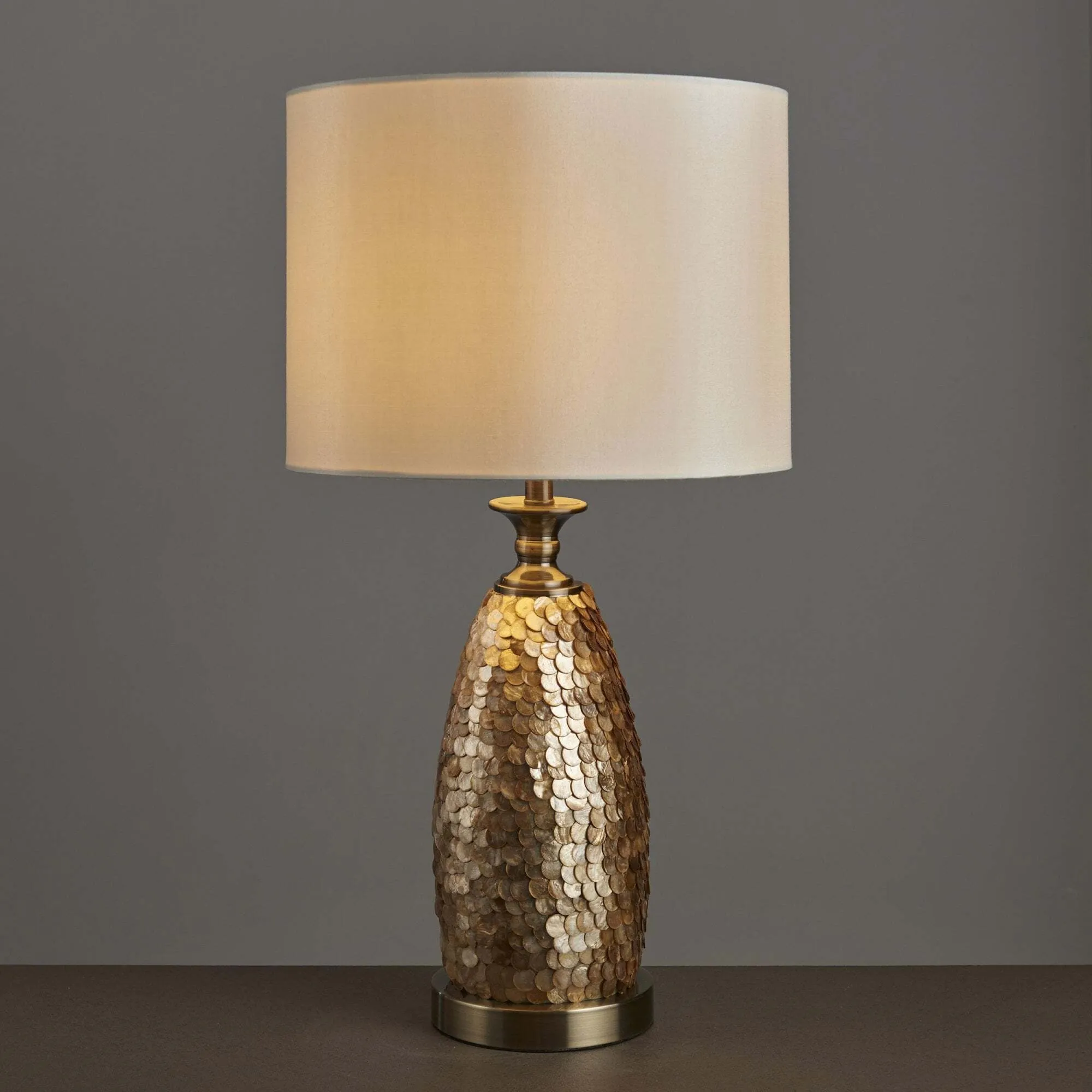 Endon 95461 Dahlia 1 Light Table Lamp Brass Ivory