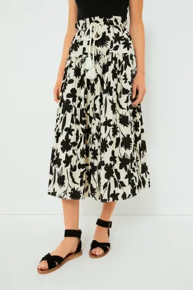 Exclusive Ivory Floral Midi Skirt