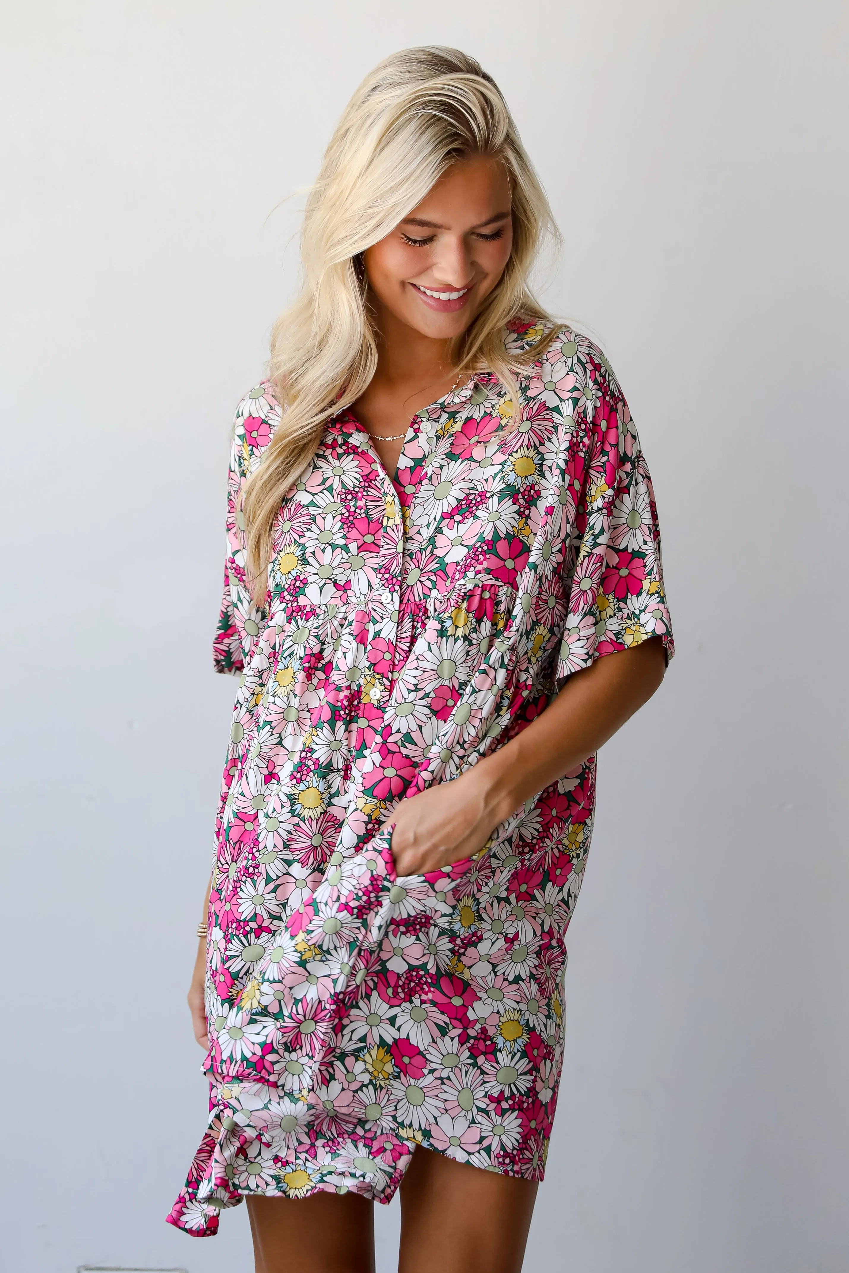 FINAL SALE - Boundless Romance Pink Floral Babydoll Mini Dress