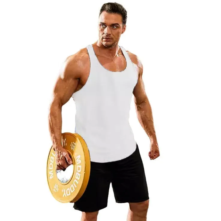 Fitness Sports Training I-shaped Men's Solid Colour Vest