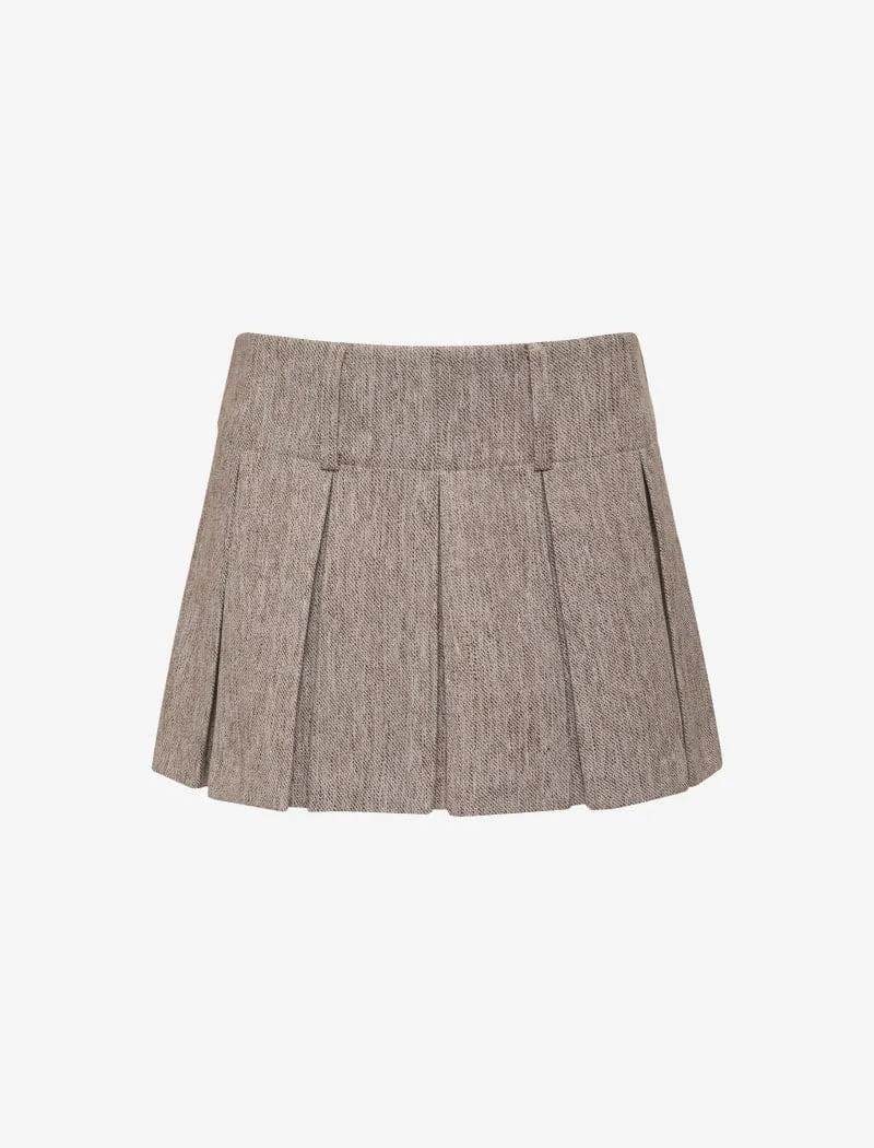 Ford Mini Skirt | Oat Heathered Twill