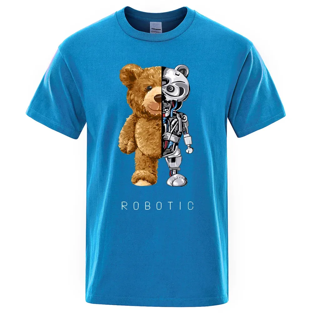 Funny Ted Bear Robot T-shirt – Men’s Oversized Casual Summer Tee