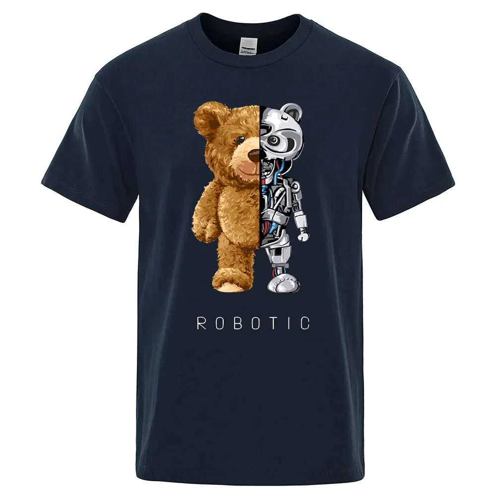 Funny Ted Bear Robot T-shirt – Men’s Oversized Casual Summer Tee