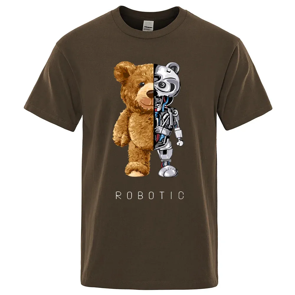 Funny Ted Bear Robot T-shirt – Men’s Oversized Casual Summer Tee