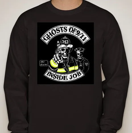 Ghosts of 911 Fireman Policeman Long Sleeve T-shirt | Blasted Rat