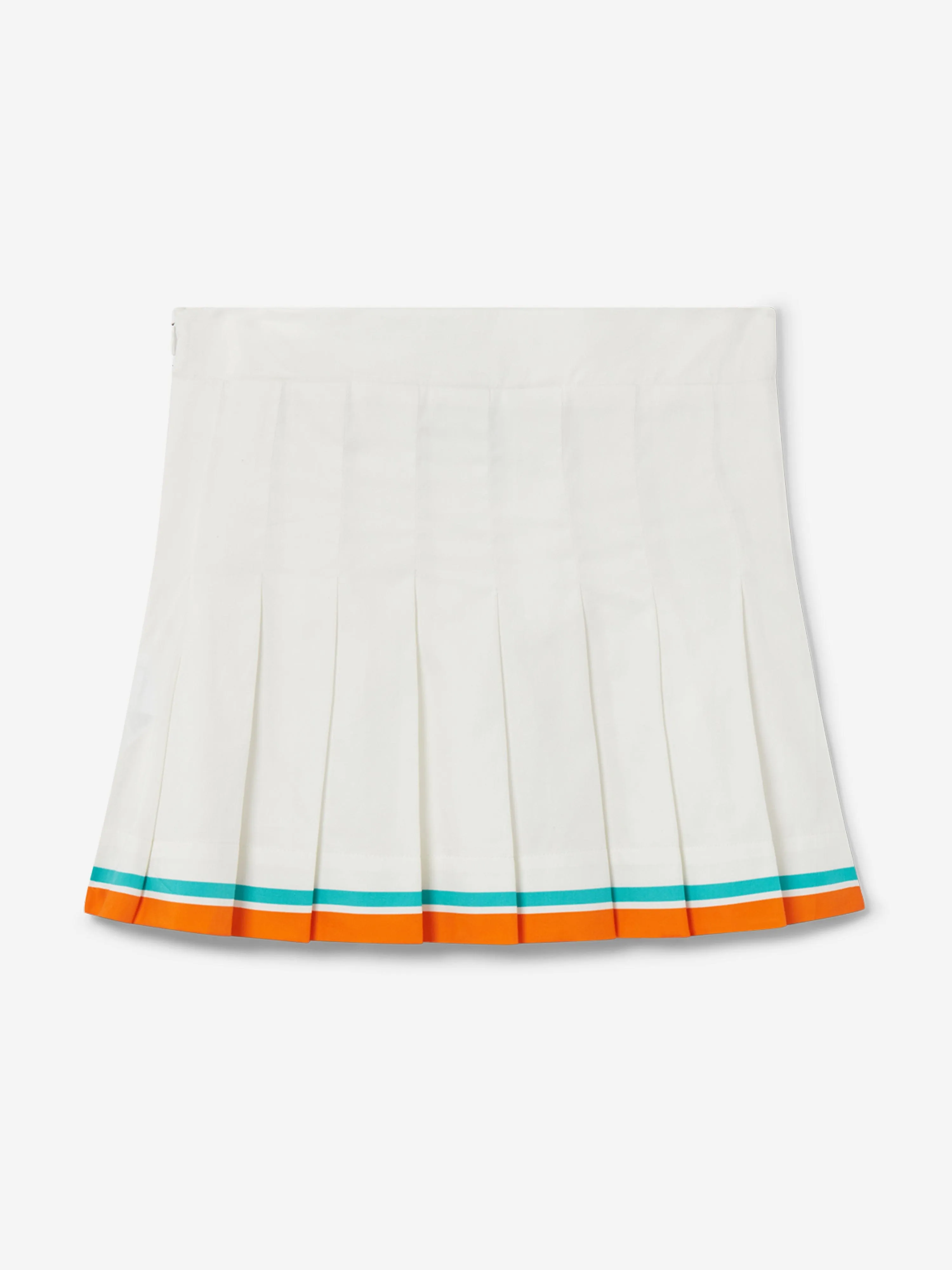 Girls Tennis Stripe Pleated Skirt in White