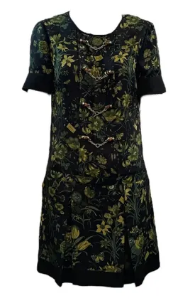 Gucci 2000s Floral Silk Mini Dress with Bamboo Hardware