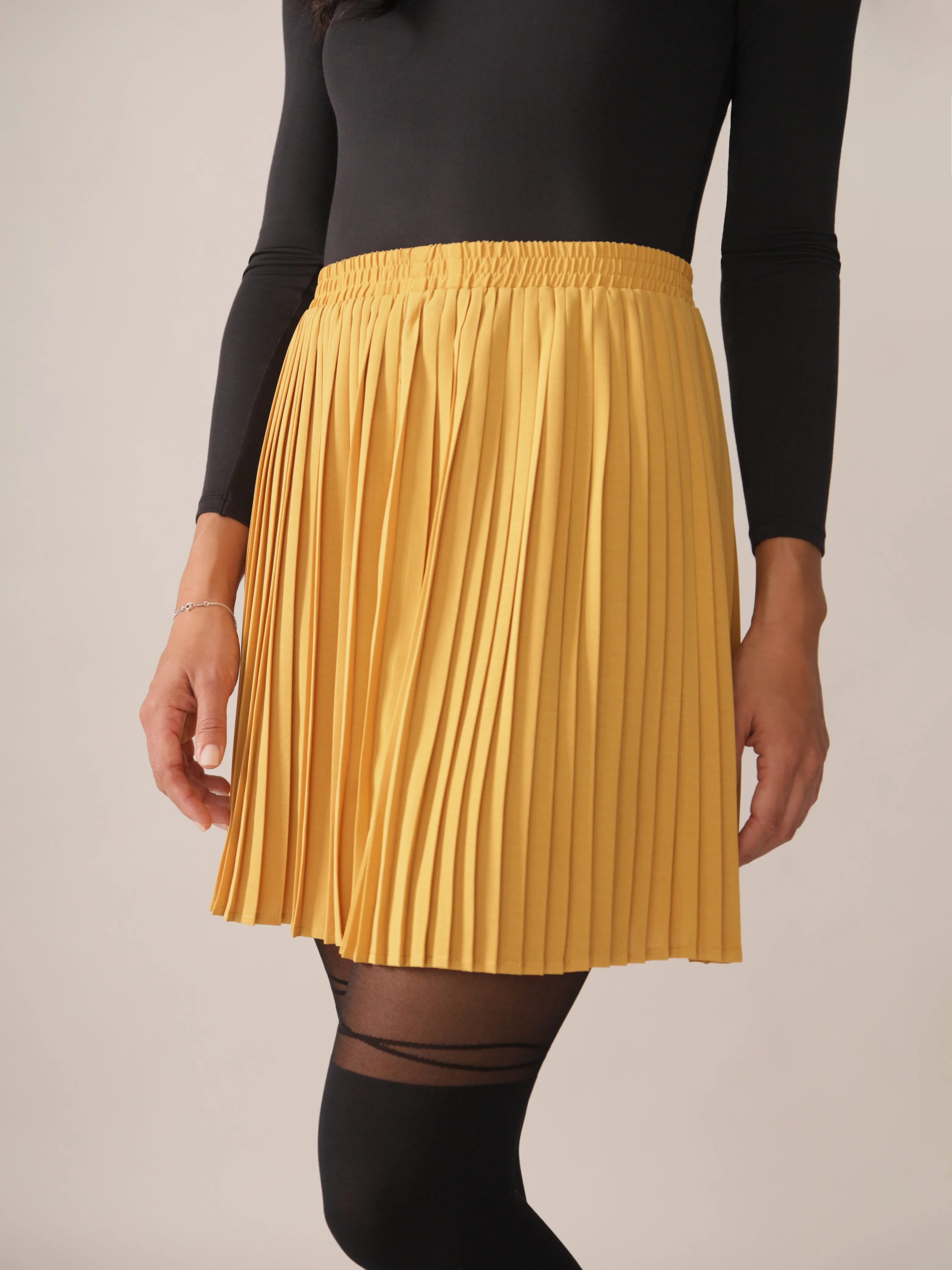 Hazel Pleated OTK Skirt in Honey Gold