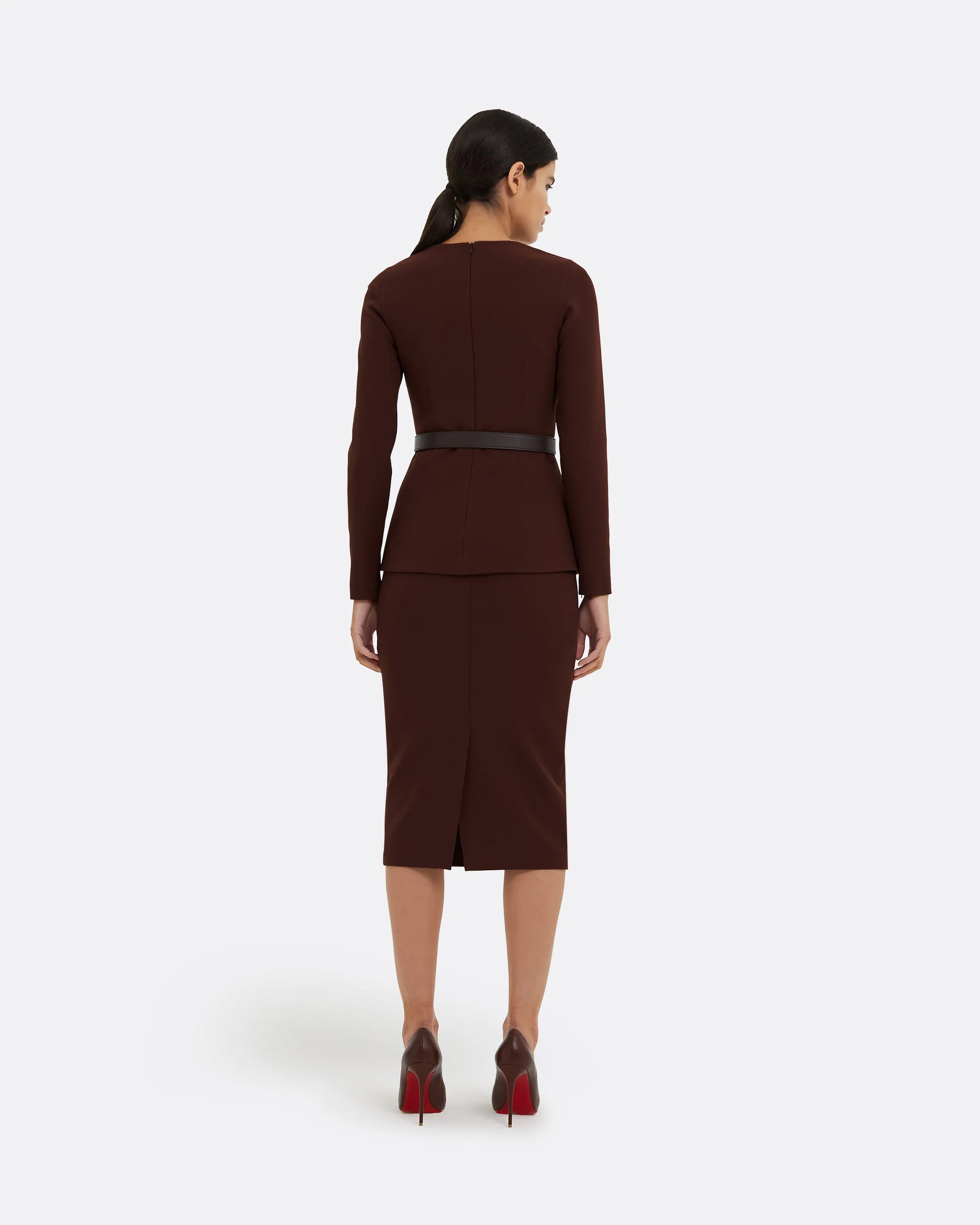 Hokoku Pecan Brown Pencil Skirt