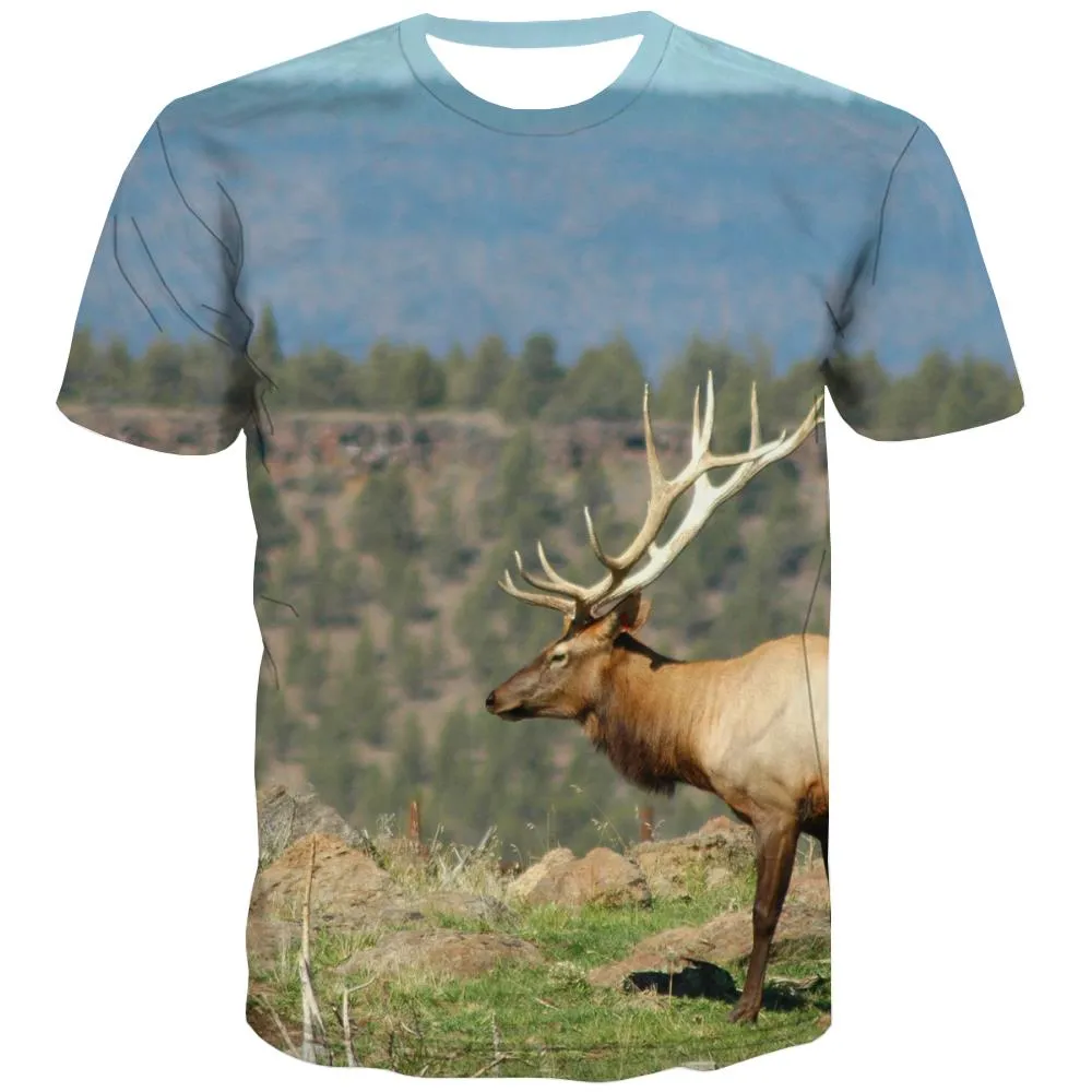 Hunting T-shirt Men Jungle Tshirts Casual Deer T-shirts Graphic Shooter T-shirts 3d Camouflage Tshirt Anime