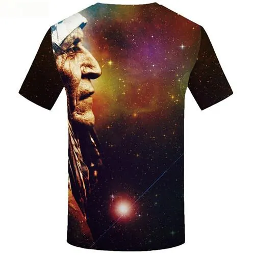 Indians T shirts Men Galaxy Tshirt Printed Colorful Tshirts Cool Space Tshirts Novelty Short Sleeve Fashion Unisex Digital Male