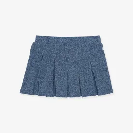 Indigo Denim French Terry Pleated Skort