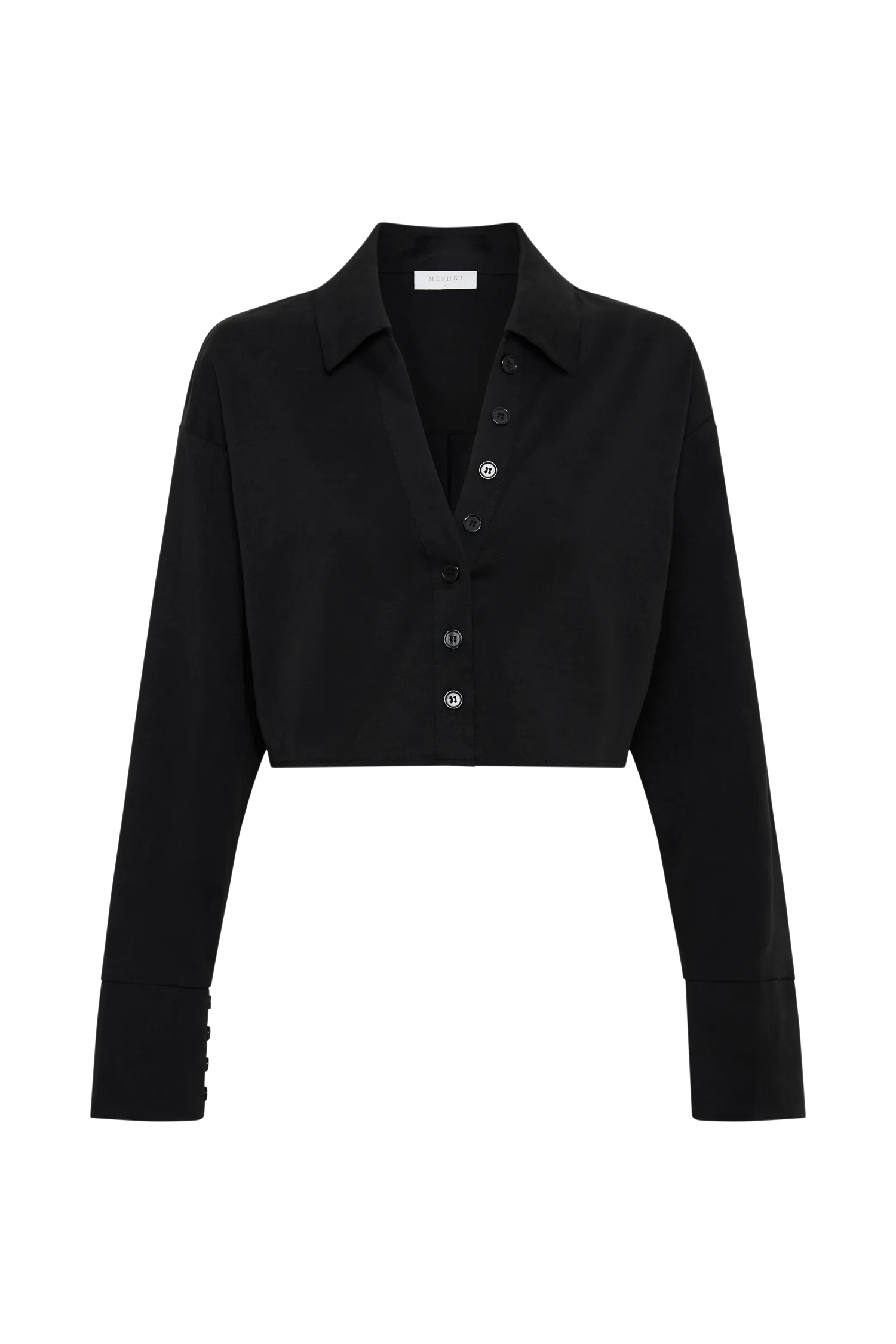 Julianna Cotton Button Up Shirt - Black