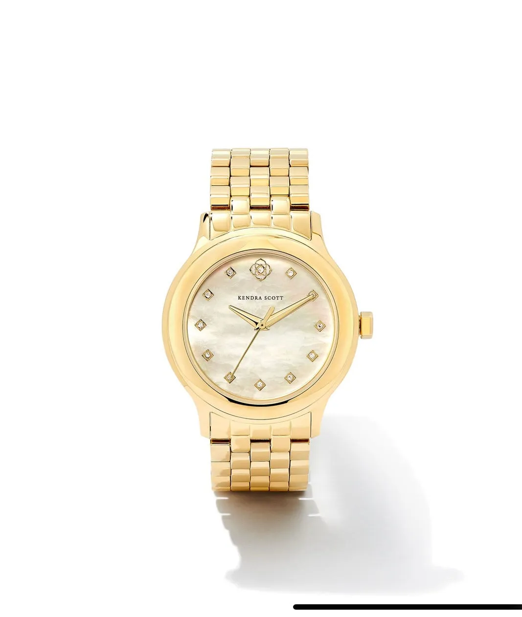 Kendra Scott Alex Gold Tone Ivory Mother Of Pearl Diamond Dial Watch