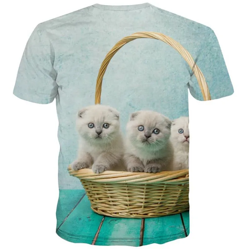 kitten t shirt cat tee top men art costume Casual pet