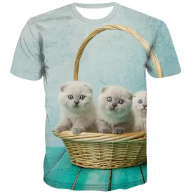 kitten t shirt cat tee top men art costume Casual pet