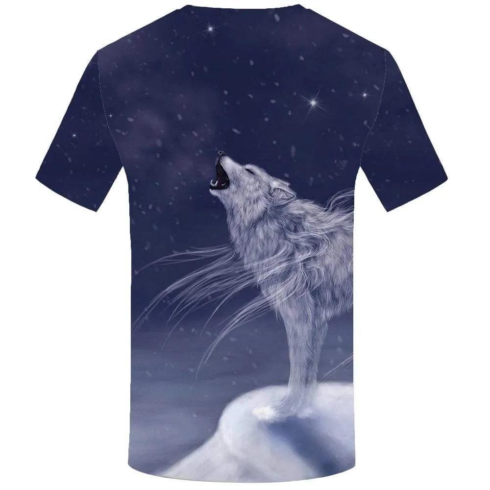 KYKU Wolf T shirt Men Galaxy Space Tshirts Print Animal T-shirt 3d Psychedelic Tshirt Anime Fantasy T shirts Funny Mens Fashion