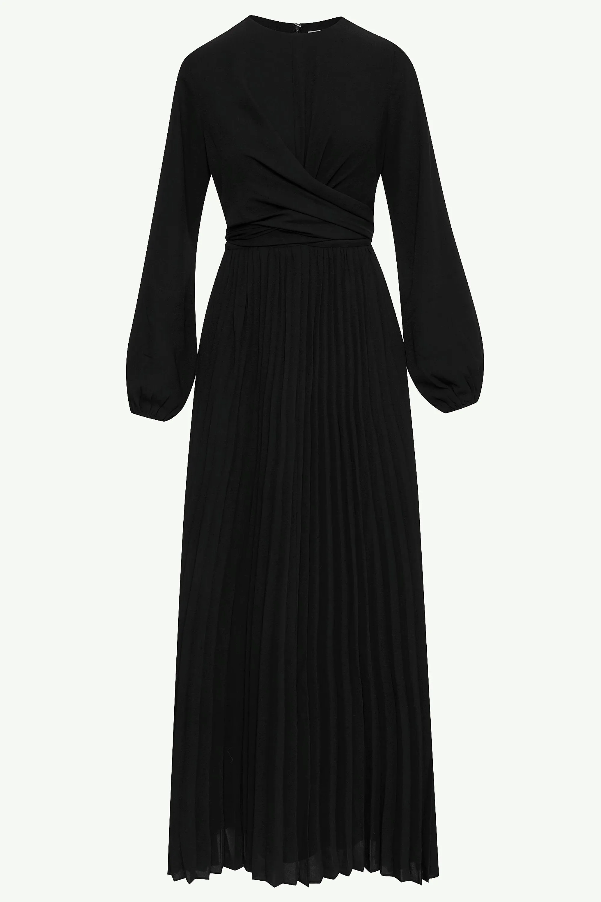 Layana Pleated Wrap Waist Maxi Dress - Black