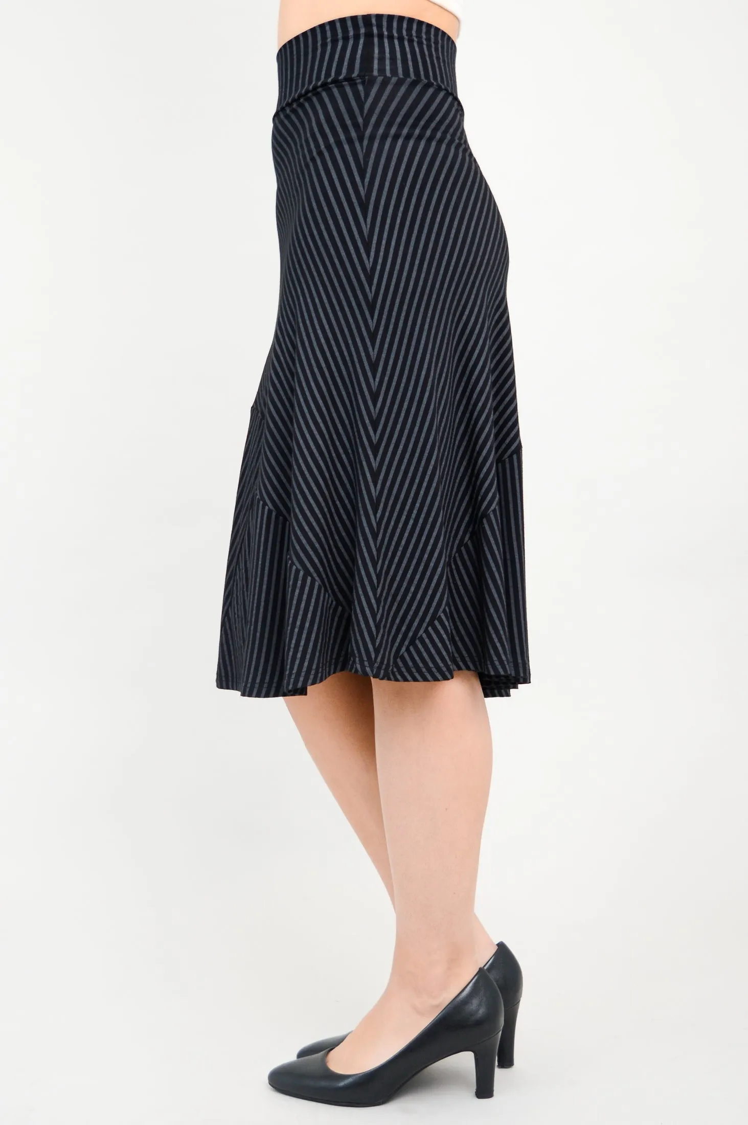 Lillian Skirt, Blk/Grey Stripe, Bamboo