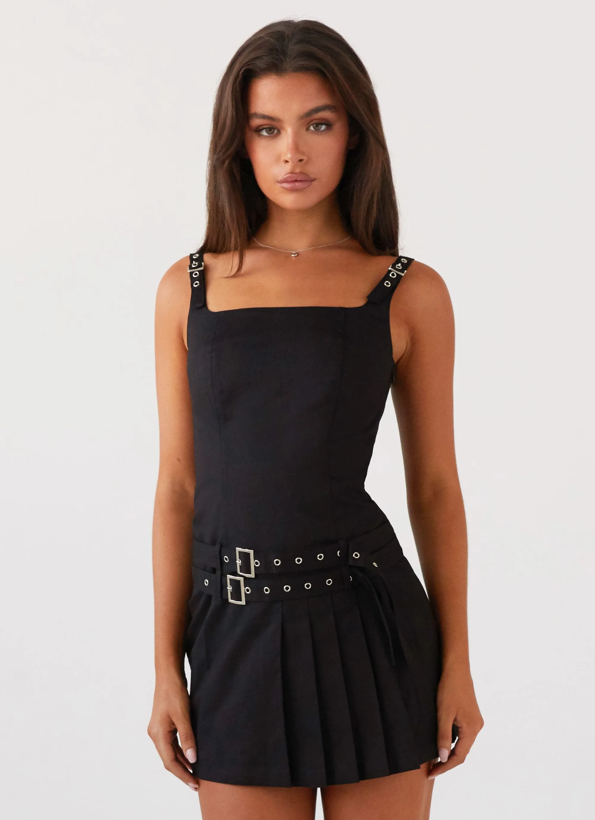 Lynette Buckle Mini Dress - Black