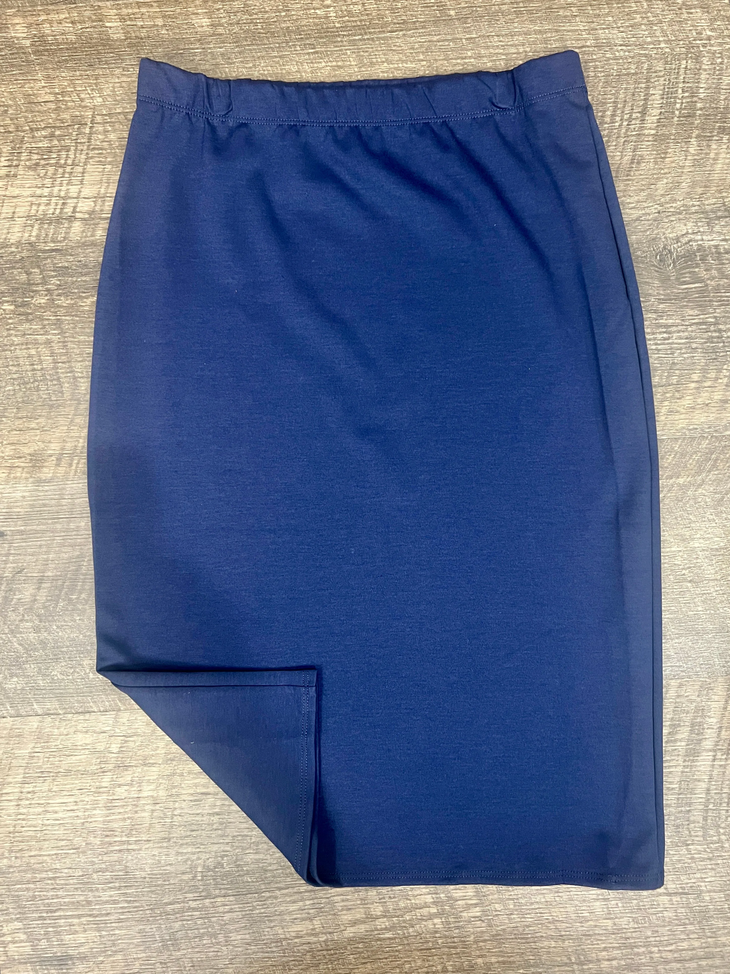 Lynn Navy Pencil Skirt-Regular & Plus