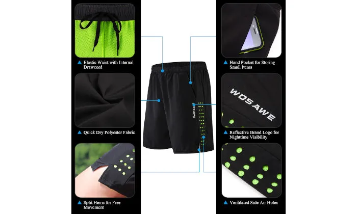 Men Bike Shorts with 3D Gel Padding and Mesh Lining