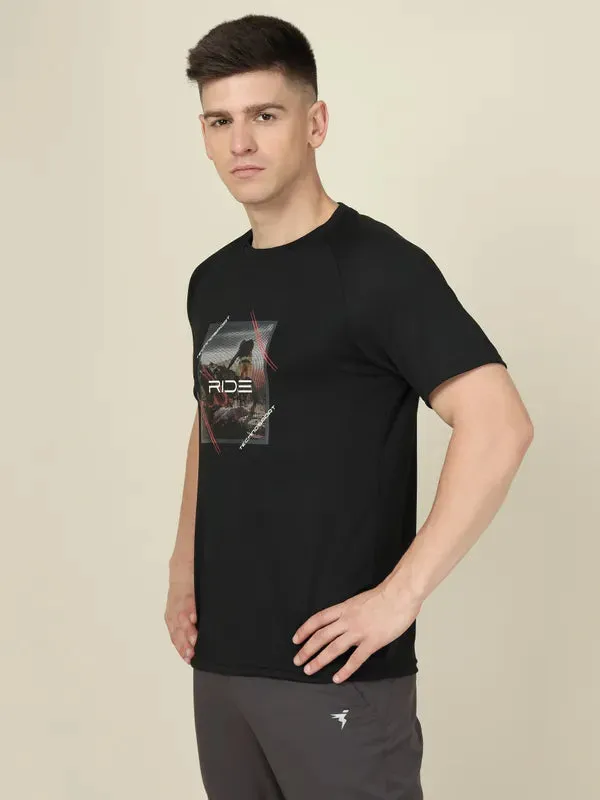 Men Graphic Printed Slim Fit Crew Neck T-shirt with TECHNO COOL 