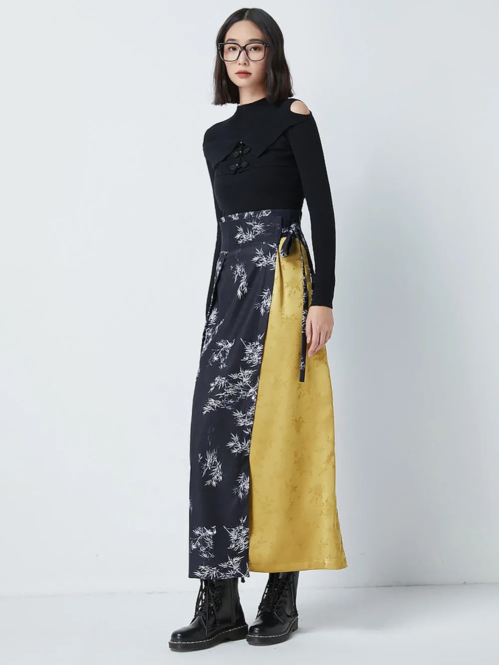 MUKTANK x CUUDICLAB Contrasting Color Song Dynasty-style Pleated Skirt