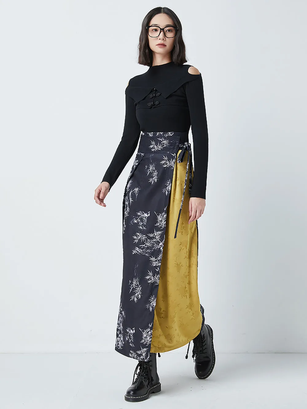 MUKTANK x CUUDICLAB Contrasting Color Song Dynasty-style Pleated Skirt