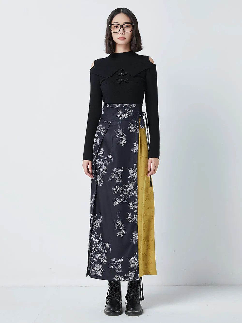 MUKTANK x CUUDICLAB Contrasting Color Song Dynasty-style Pleated Skirt