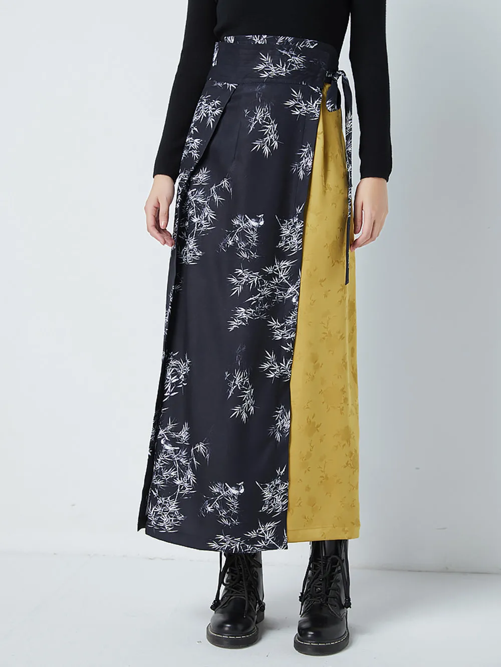 MUKTANK x CUUDICLAB Contrasting Color Song Dynasty-style Pleated Skirt