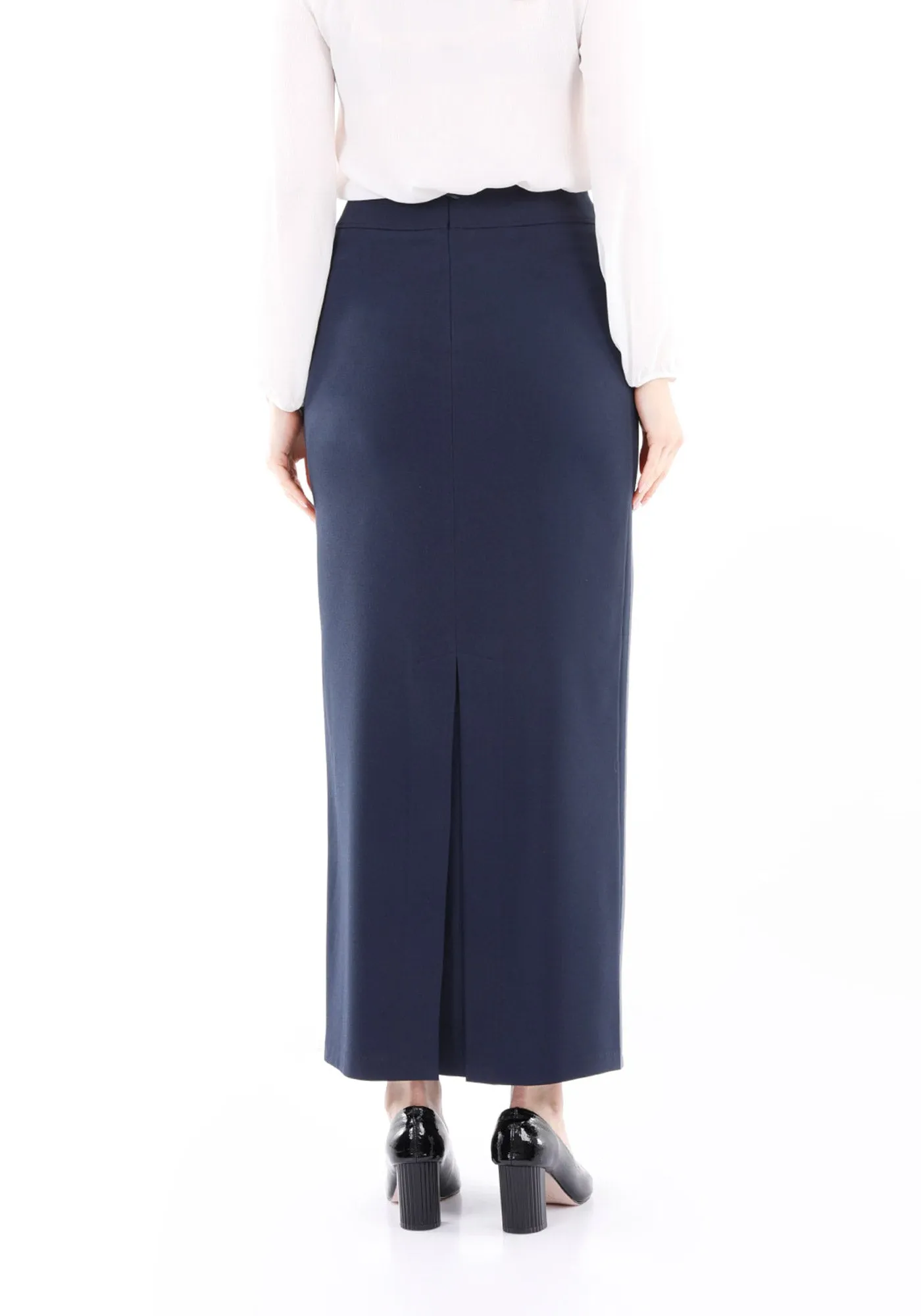 Navy Maxi Back Slit Pencil Skirt