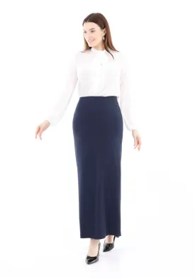 Navy Maxi Back Slit Pencil Skirt