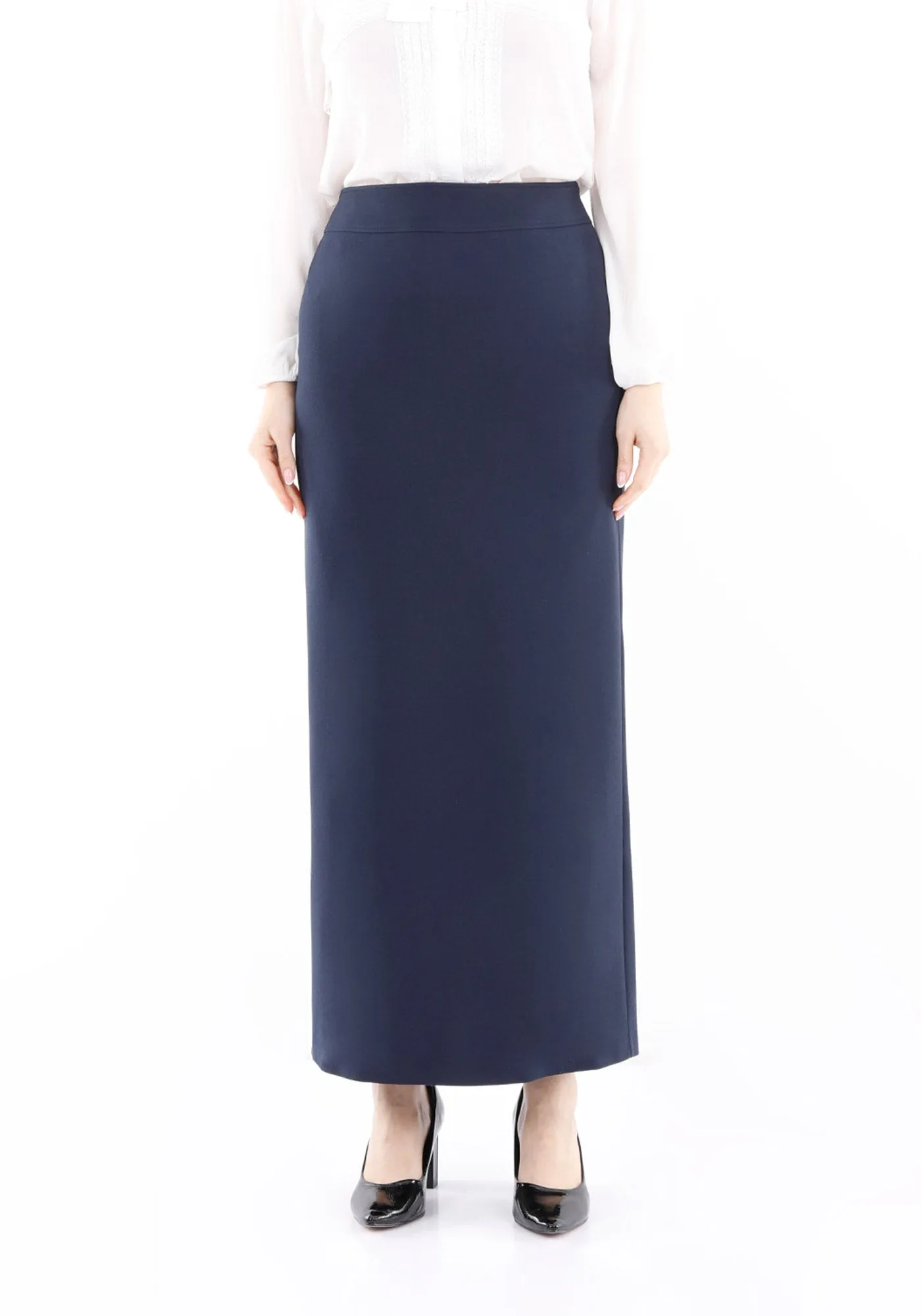 Navy Maxi Back Slit Pencil Skirt