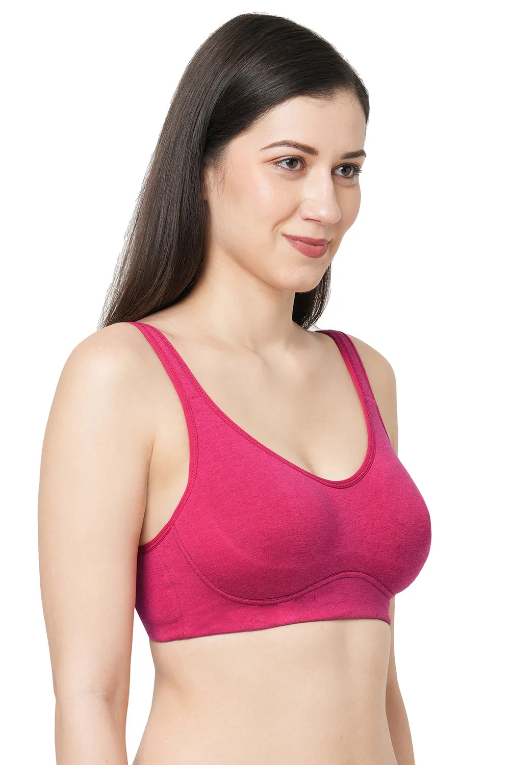 Organic Cotton Antimicrobial Soft Cup Full Coverage Bra-ISB097-Fuchsia-