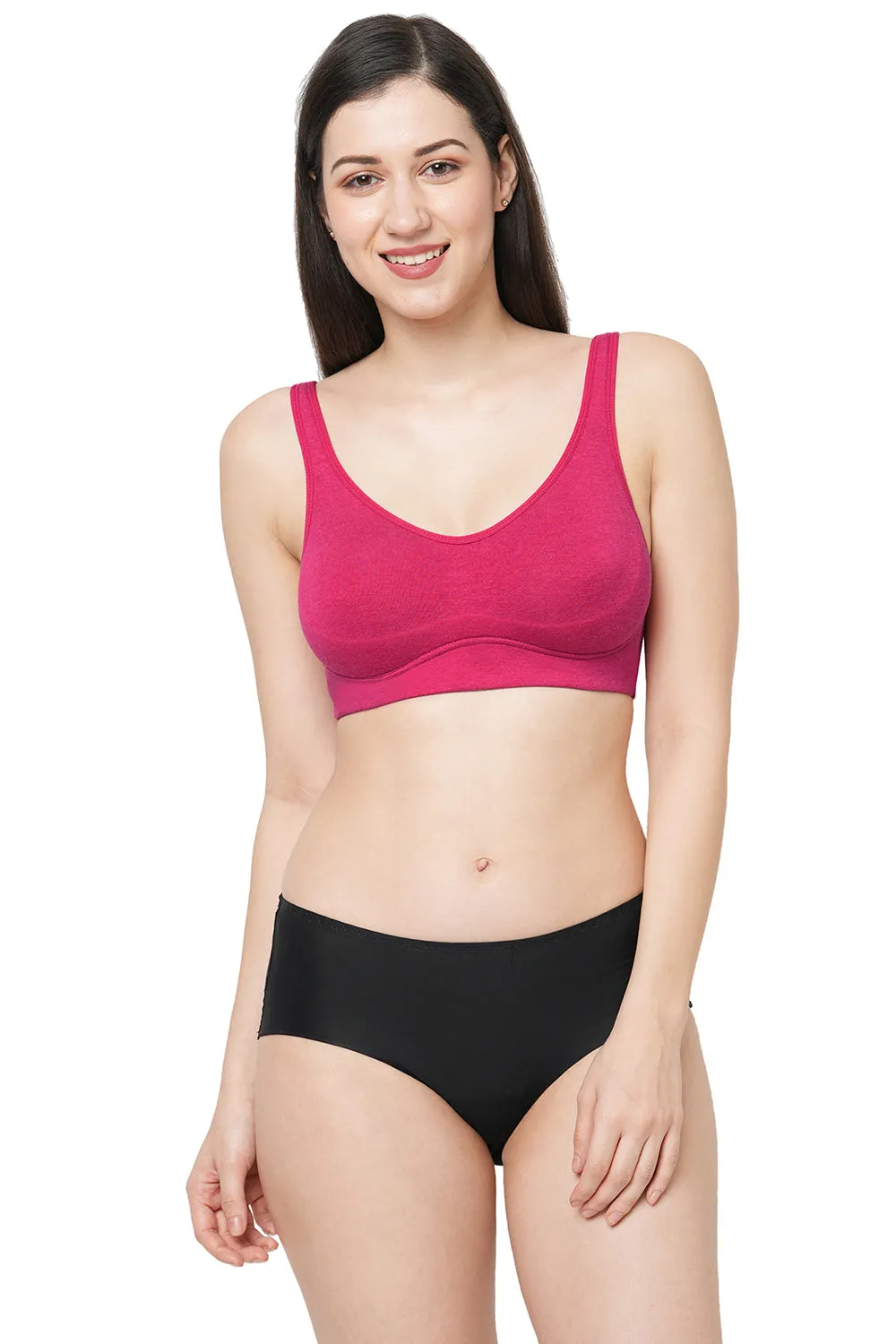 Organic Cotton Antimicrobial Soft Cup Full Coverage Bra-ISB097-Fuchsia-