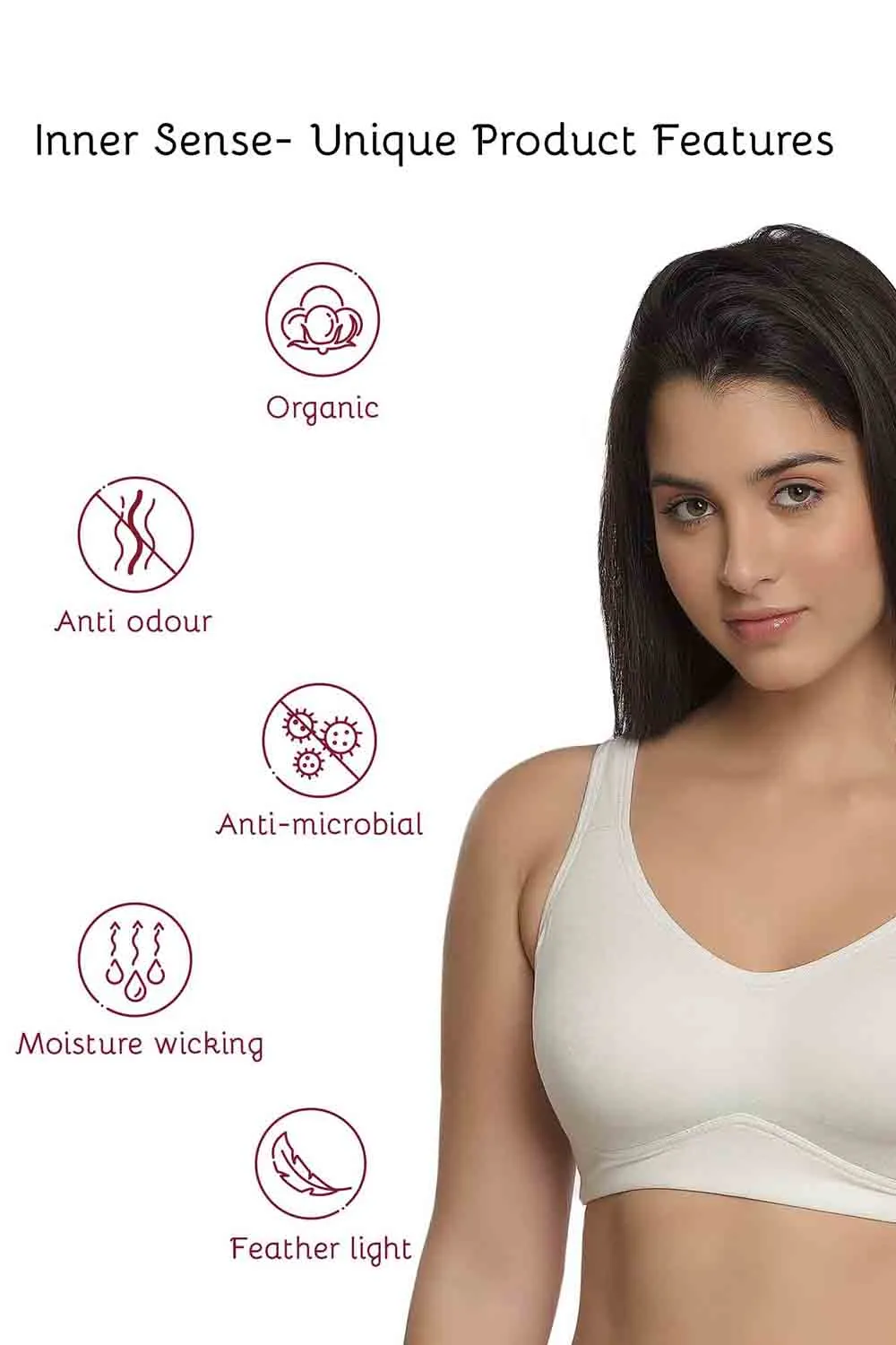 Organic Cotton Antimicrobial Soft Cup Full Coverage Bra-ISB097-Milky White-