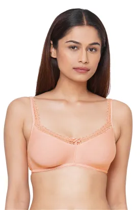 Organic Cotton Antimicrobial Soft Laced Bra-ISB017-Peachy Pink-