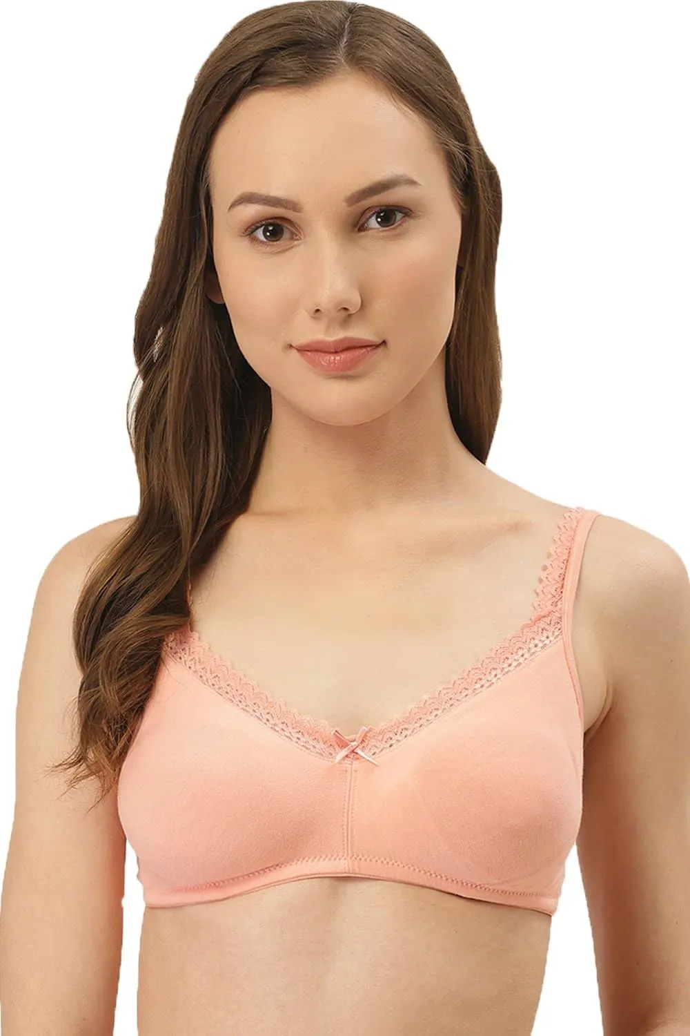 Organic Cotton Antimicrobial Soft Laced Bra (Pack of 3)-ISB017-Peach_Maroon_Maroon-