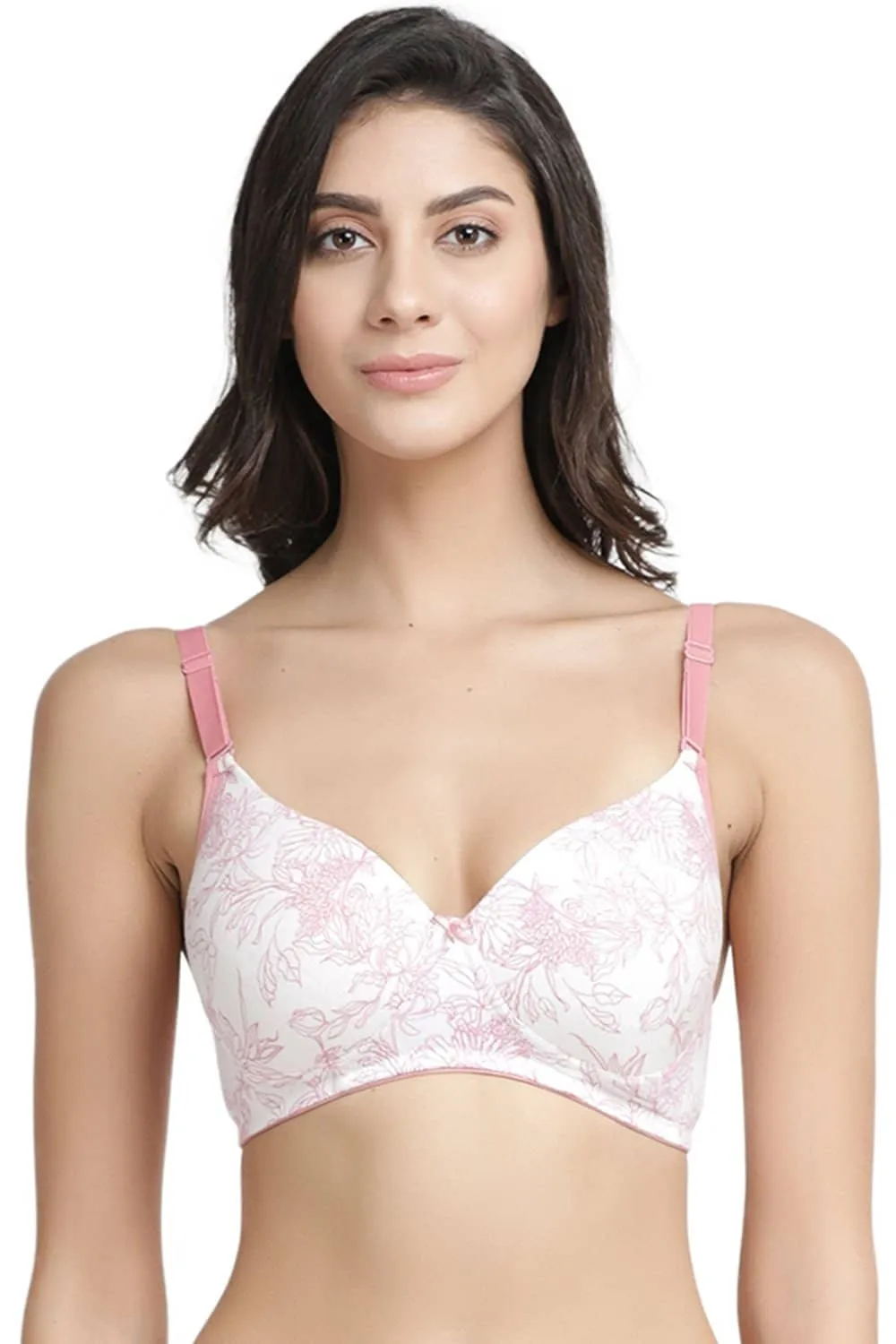 Organic Cotton  Antimicrobial Wire-free Padded Bra (Pack of 2)-ISB068-Coral Pink_Jungle Print-