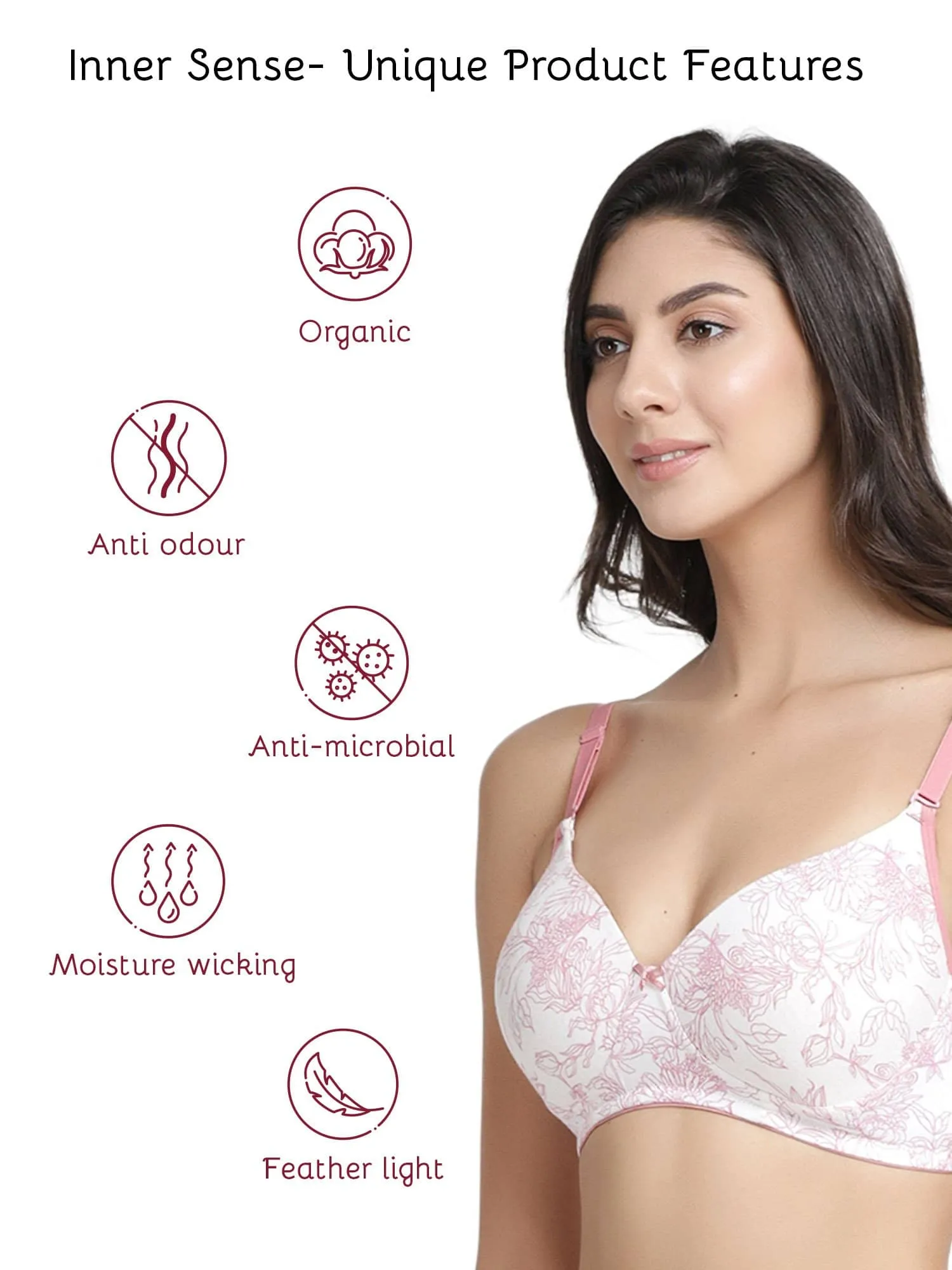 Organic Cotton  Antimicrobial Wire-free Padded Bra (Pack of 2)-ISB068-Coral Pink_Jungle Print-