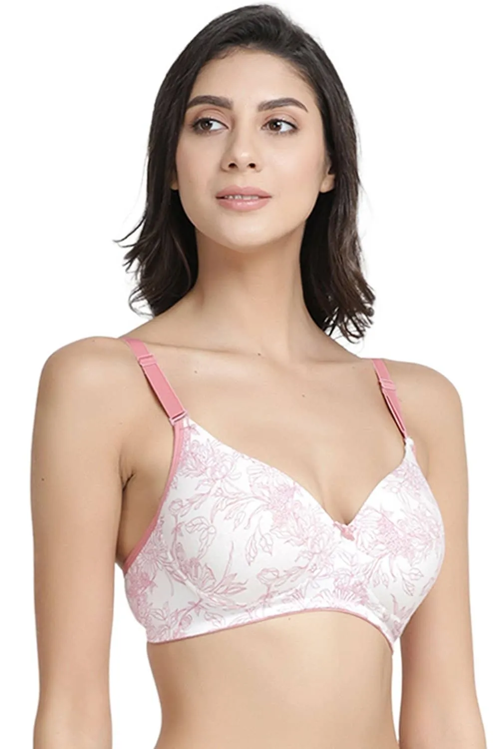 Organic Cotton  Antimicrobial Wire-free Padded Bra (Pack of 2)-ISB068-Coral Pink_Jungle Print-