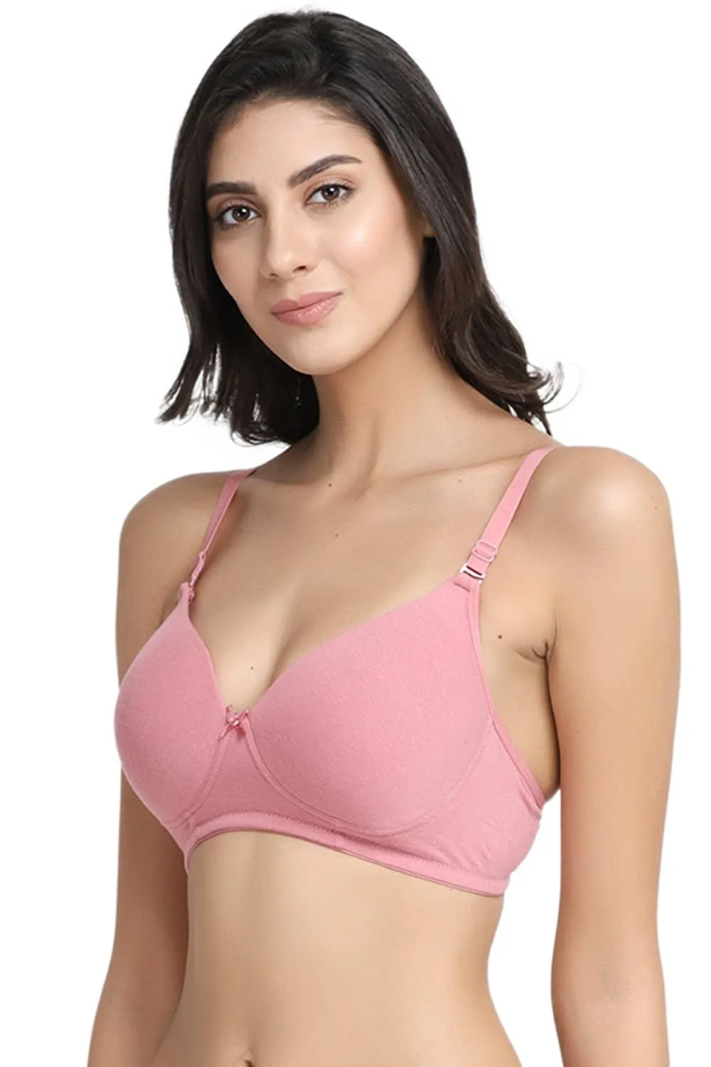 Organic Cotton  Antimicrobial Wire-free Padded Bra (Pack of 2)-ISB068-Mauve_Bright Pink-