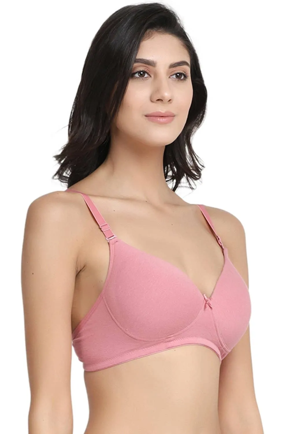 Organic Cotton  Antimicrobial Wire-free Padded Bra (Pack of 2)-ISB068-Mauve_Bright Pink-