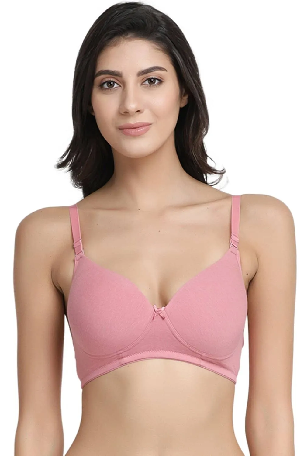 Organic Cotton  Antimicrobial Wire-free Padded Bra (Pack of 2)-ISB068-Mauve_Bright Pink-