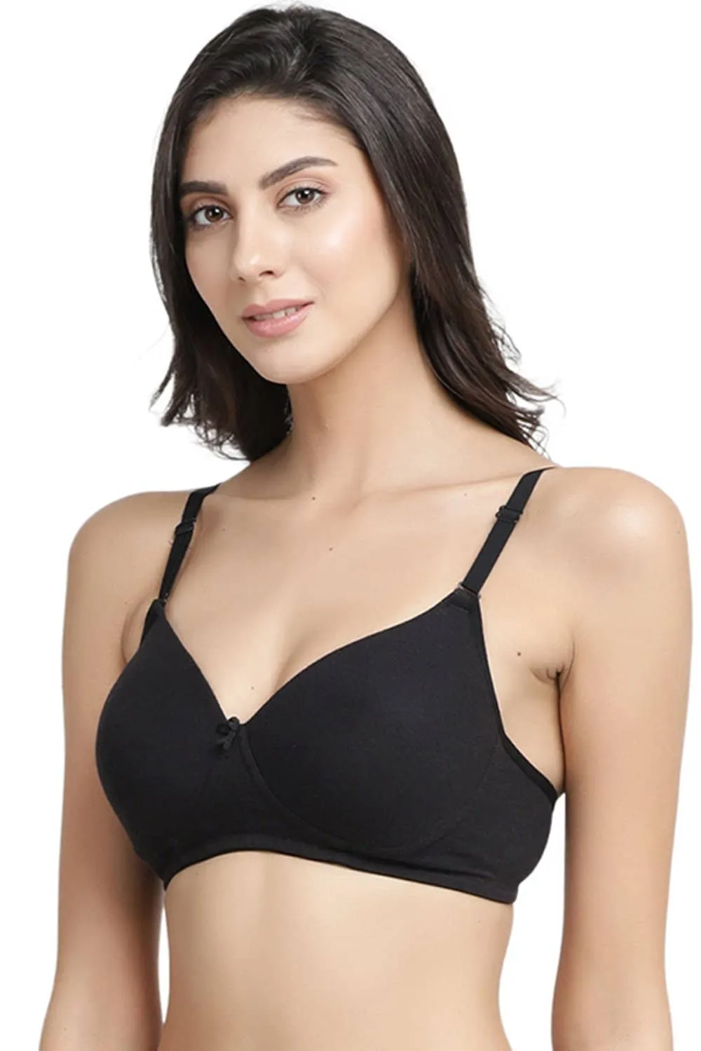 Organic Cotton  Antimicrobial Wire-free Padded Bra (Pack of 3)-ISB068-Black_Black_J.Print-