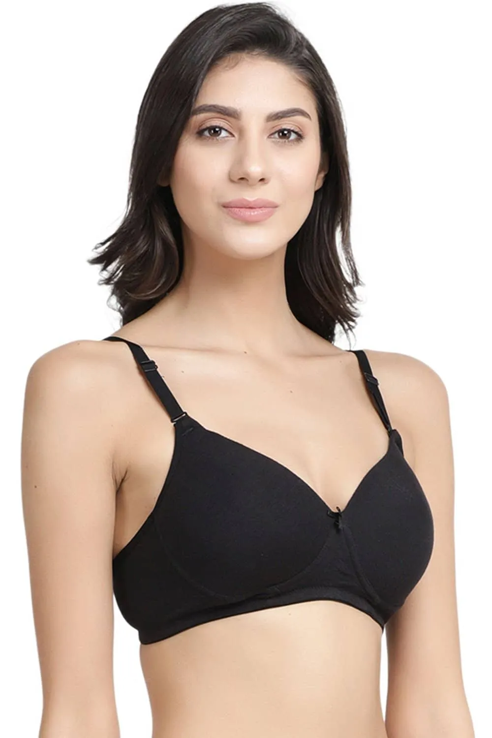 Organic Cotton  Antimicrobial Wire-free Padded Bra (Pack of 3)-ISB068-Black_Black_J.Print-