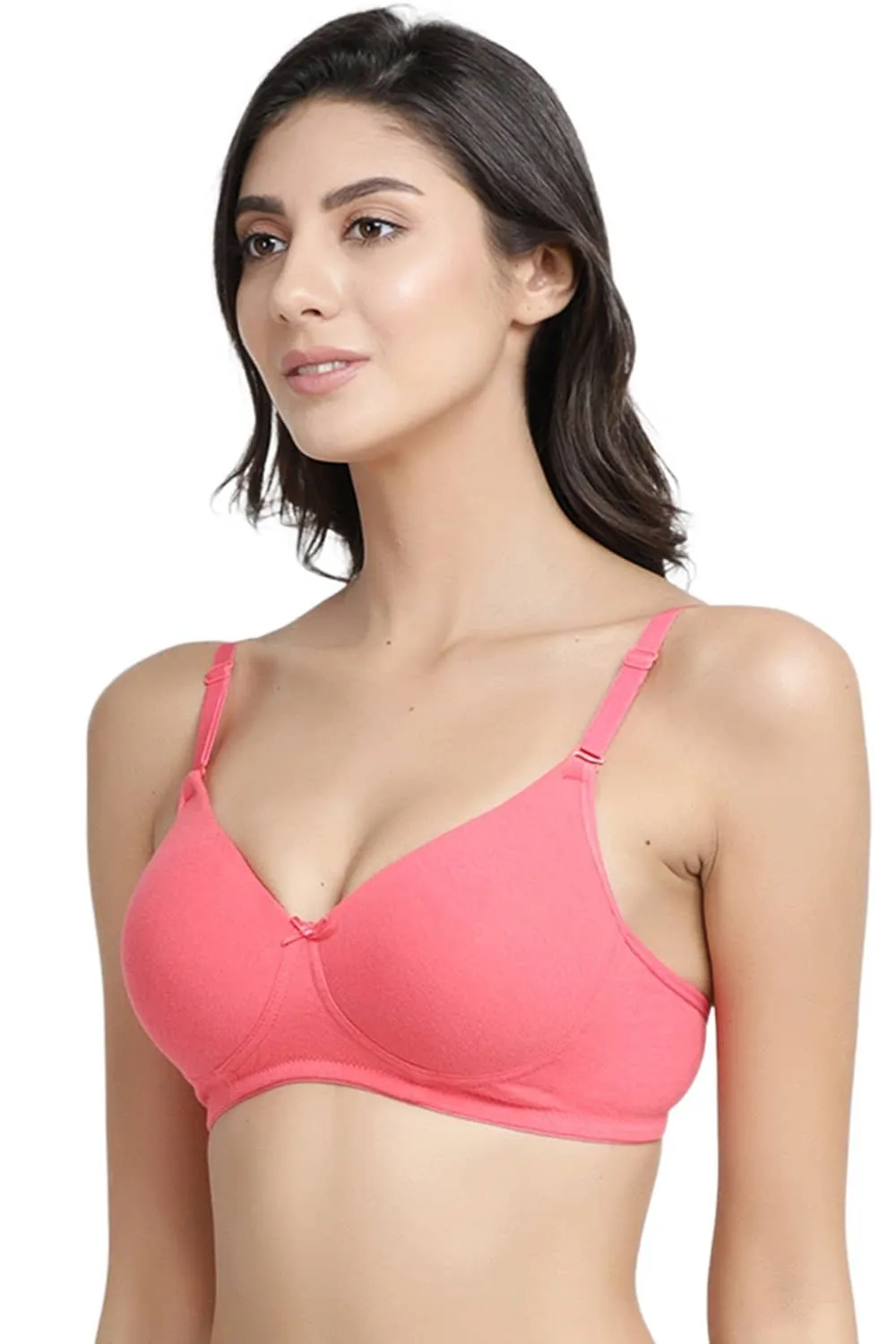 Organic Cotton  Antimicrobial Wire-free Padded Bra (Pack of 3)-ISB068-B.Pink_Coral Pink_Mauve-